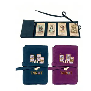 Velvet Tarot Card Storage Bag, Dual Color Blue and, Drawstring Closure, Soft Fabric Cover, Portable Case, Organizer, Ideal for Tarot Enthusiasts