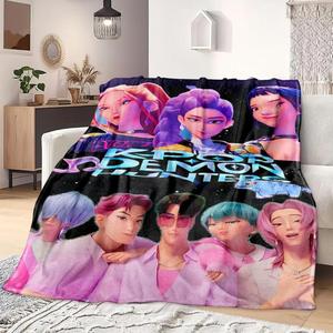 Soft Comfortable Funny Throw Blanket K-Pop Demon Hunter Star Team Blanket, Flannel Sofa Bed Throw Lightweight All-Season Travel Camping