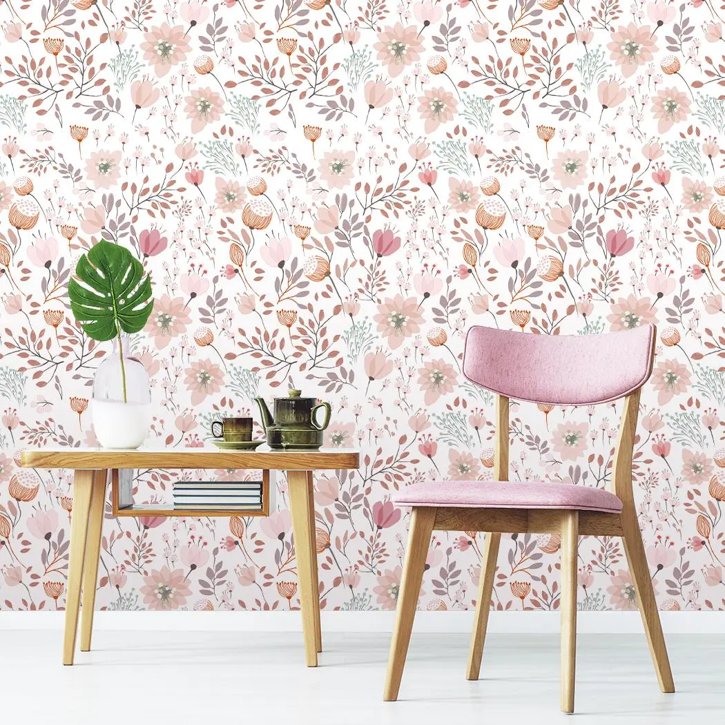 Flower Pattern Wallpaper, Decorative Wallpaper, Floral Wallpaper Peel And Stick, 1 Count Waterproof Self-adhesive Wallpaper, Peel And Stick Wallpaper Designs For Home Bedroom Living Room Decor, Design, Interior