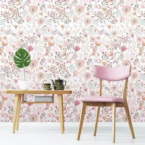 Flower Pattern Wallpaper, Decorative Wallpaper, 1 Count Waterproof Self-adhesive Wallpaper, Peel And Stick Wallpaper Designs For Home Bedroom Living Room Decor, Design, Interior