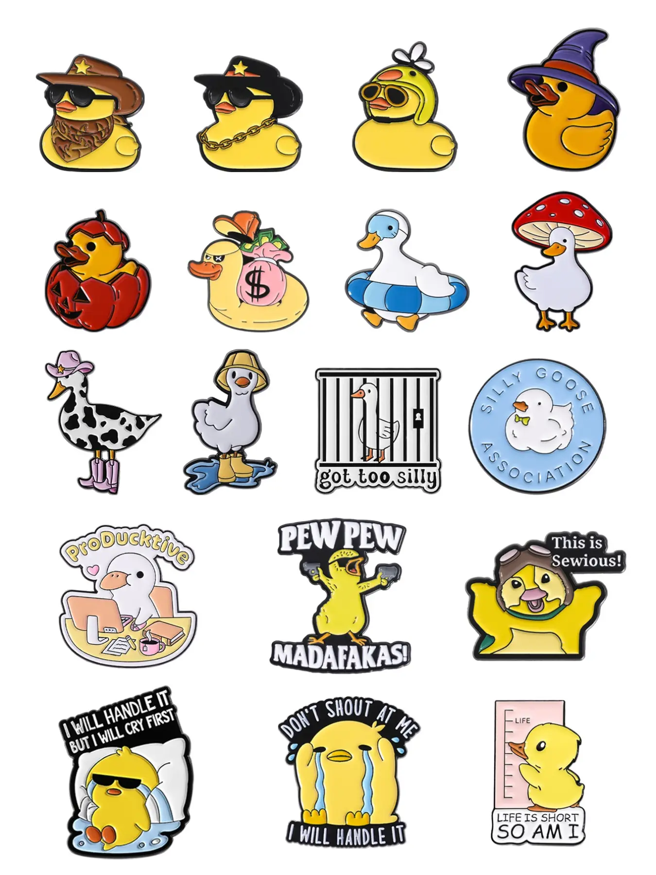 18-Piece Cute Duck Enamel Pin Set, Duck Pin Designs, Collectible Pins, Unique Animal Design Pins for Duck Lovers & Collectors, Perfect Gift Idea for Bird Enthusiasts