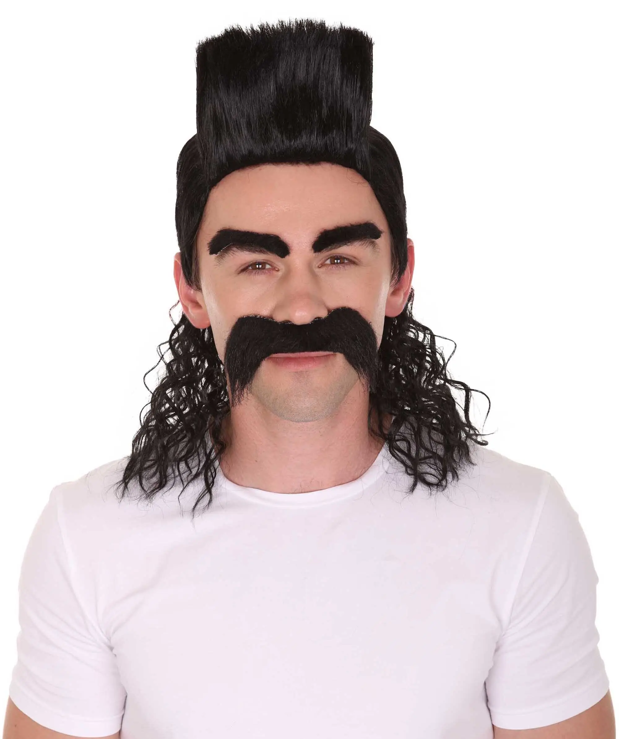 Animated Movie-Inspired Black Supervillain Wig Set with Eyebrows & Mustache, Safe and Stylish for Halloween for Adult