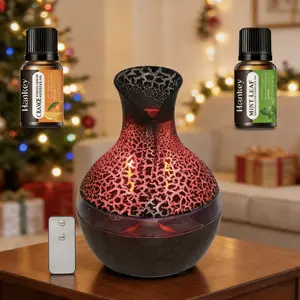 Remote Control Aromatherapy Diffuser 300ML with 2 Essential Oils USB Cold Mist Humidifier 7-Color Lights Ultra-Quiet for Home Office Perfect Gift