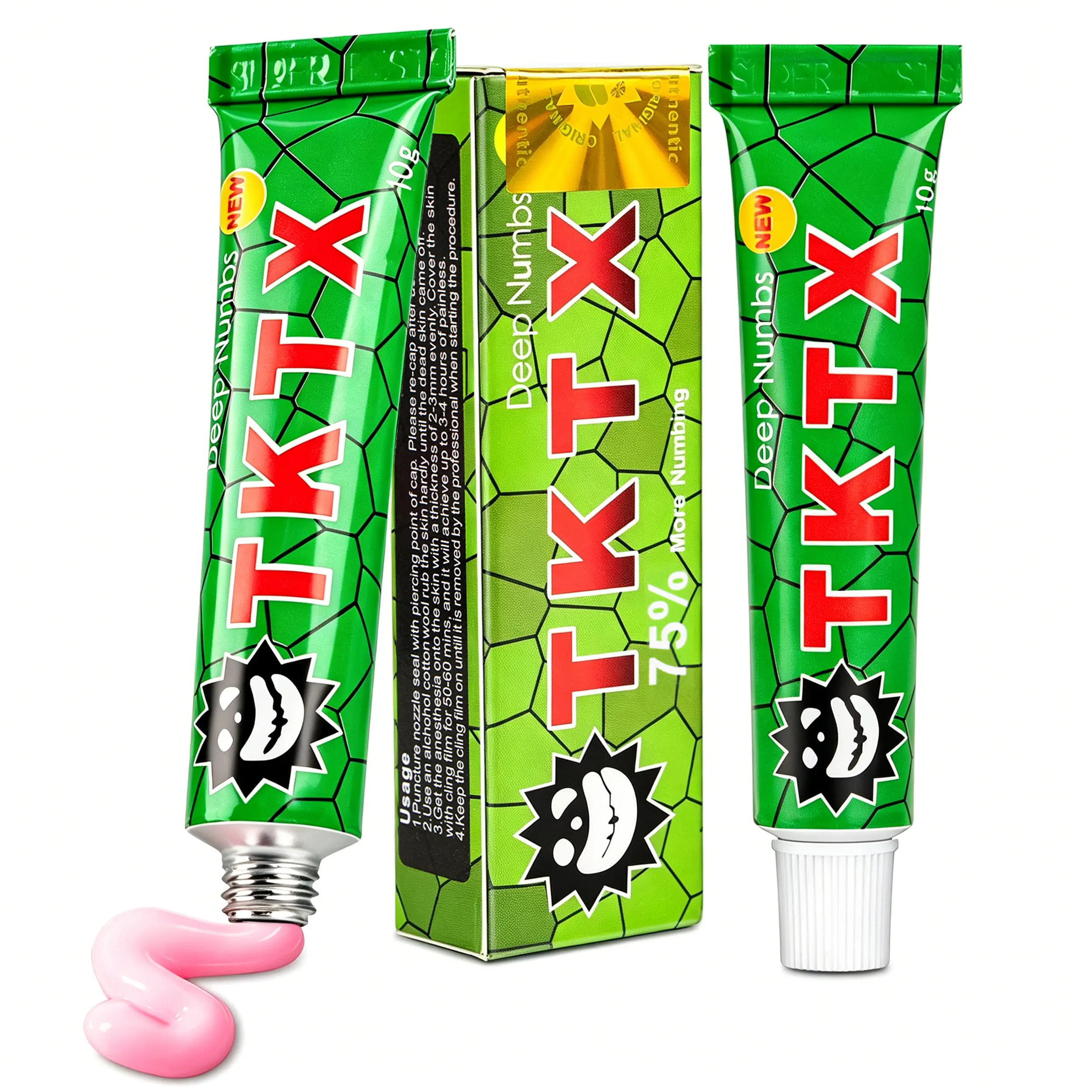 T-K-T-X Numbing Cream 2 Pack, Tattoos PainlessProcedure Strong - Natural Ingredients - For 6-8 HoursLimited Edition Tattoo External Cream 10g.