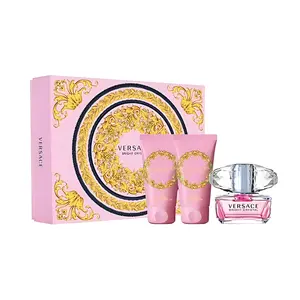 Versace Bright Crystal 3pc Gift Set for Women - Eau de Toilette, Shower Gel & Body Lotion - 1.7 Oz Each - Luxurious Floral Fragrance