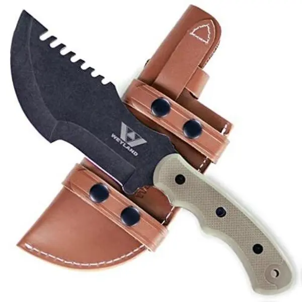 WEYLAND Tracker Knife with Leather Sheath Survival Equipment Survival Supplies
