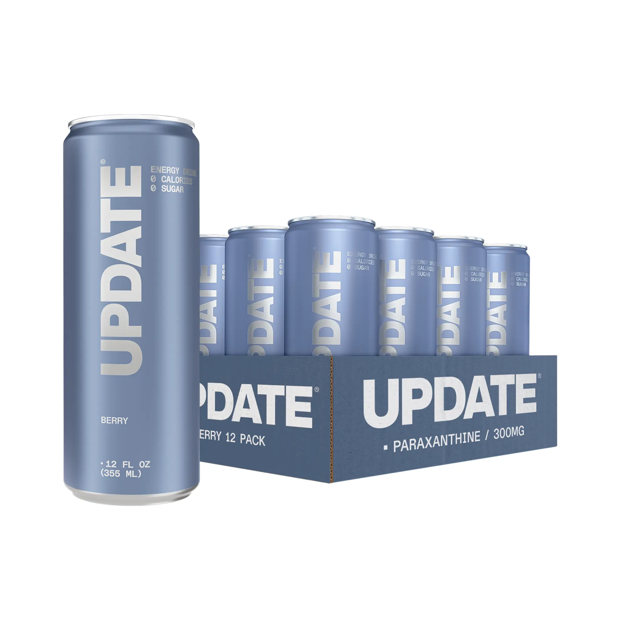 UPDATE 12-Pack Berry Flavored Energy Drink, 12 oz Cans | Caffeine-Free Paraxanthine, Zero Sugar, Zero Calories, Alpha-GPC, No Artificial Flavors or Colors