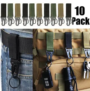 10Pack Tactical Gear Clip Key Ring Chain Keychain Belt Keeper Clip Key Holder,MOLLE Strap Key Clip Organizer,Nylon Key Ring Holder Belt Keeper Hanger Carabiner Molle Hook(3Colors)