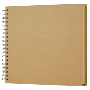 8x8 Inch Spiral Bound Kraft Photo Album, 40 Pages (20 Sheets) Blank DIY Scrapbook, Acid-Free Paper Memory Book for Wedding, Baby Shower, Family Travel, Gifts