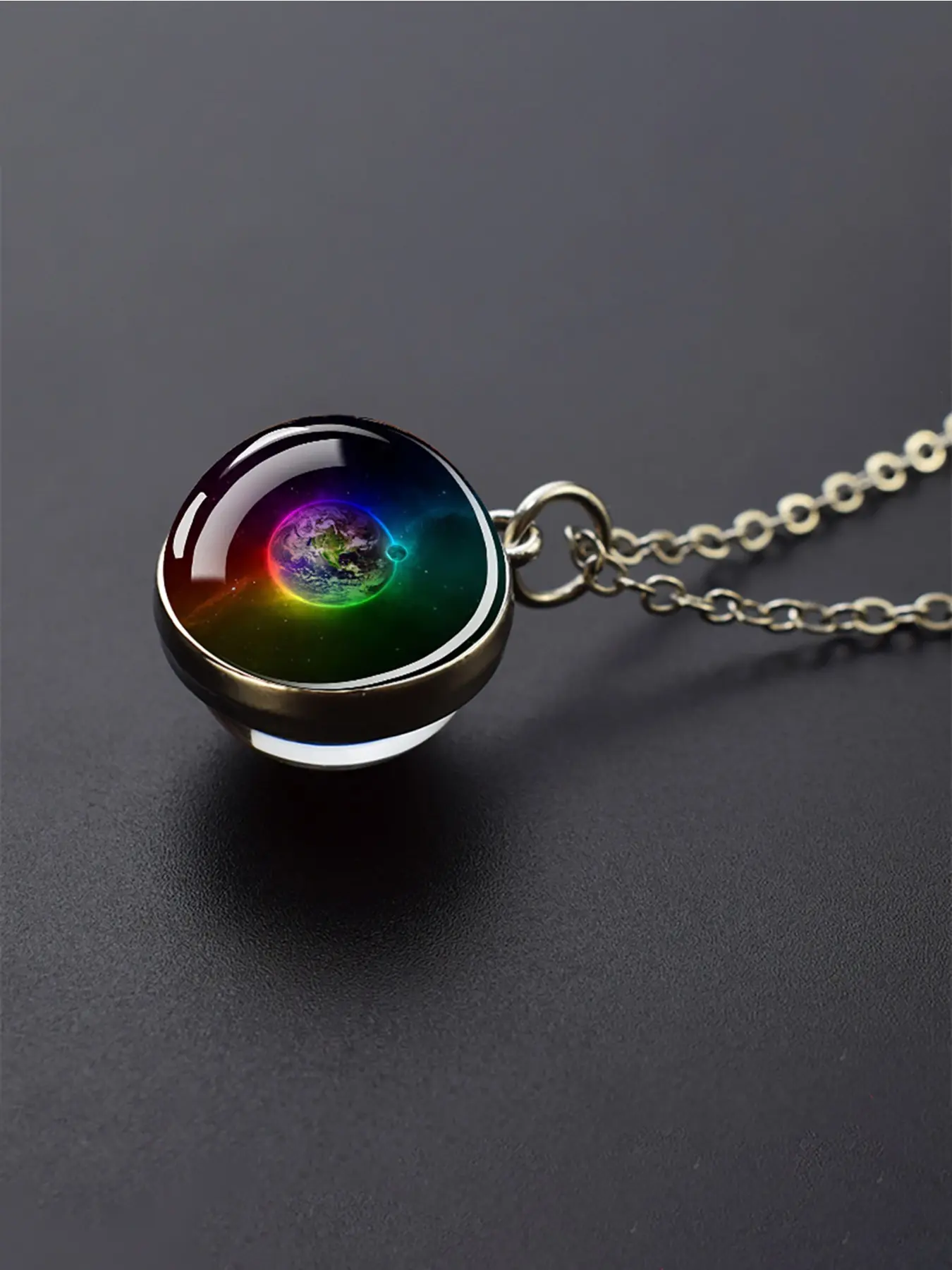 Solar System Necklace Nine Star Pattern Pendant Glass Ball Pendant Fashion Jewelry Accessories Celestial Gift Moon Water Necklace Fashion Jewelry Party