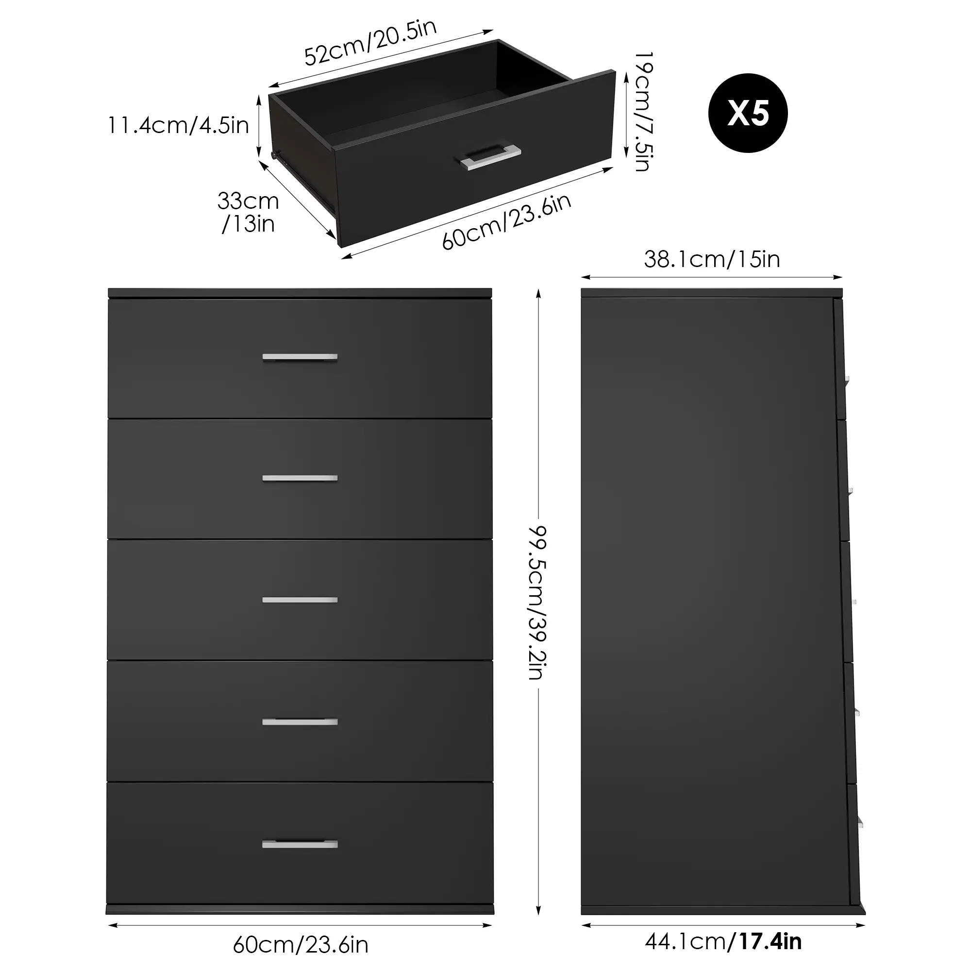 blue dress for baby girl Black 6 Drawer Tall Dresser with Storage main image 0