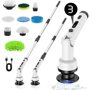 Electric Spin Scrubber, Rechargeable Electric Cleaning Brush with 9 Replaceable Brush Heads, Household Cleaning Tool for Bathroom Tile Floor Tub, House Cleaning Tools