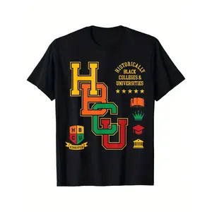 [Vibrant Cotton T-Shirt] Soft, Breathable Cotton Men's HBCU Historical Colleges & Universities Celebration T-Shirt - Vibrant Emblem Design, Comfortable for All Seasons - Machine Washable, Ideal for Leisure, Sports & Special Occasions