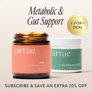 Arrae Metabolism Booster Duo | L Glutamine + Natural Energy & Overall Health Support |  Dietary Supplement Healthcare Antioxidant Water Enhancer Digestive Probiotics
