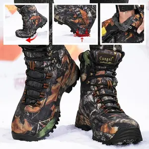 Men's  Snow , Winter Sports and  Hunting Shoes, Waterproof, Warm Plush Lining, Lace-up Short , , Rubber and MD Sole, Suitable for Hiking, Daily Wear, and Winter Sports r rock high top camouflage outdoor indestructible men black boot,snow boots for men
