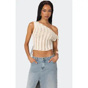 Edikted Women's Tamra Sheer Knit Asymmetric Top
