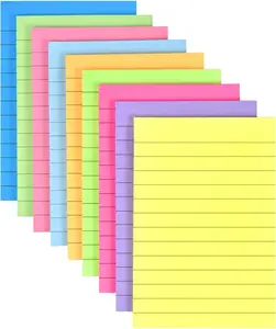 9 Pack Lined Sticky Notes 4"x6" Bright Colors Self-Stick Note Pads with Lines 9 Colors Bulk Sticky Memo Pad for School Office Meeting Self Adhesive Stickers 360 Sheets Total