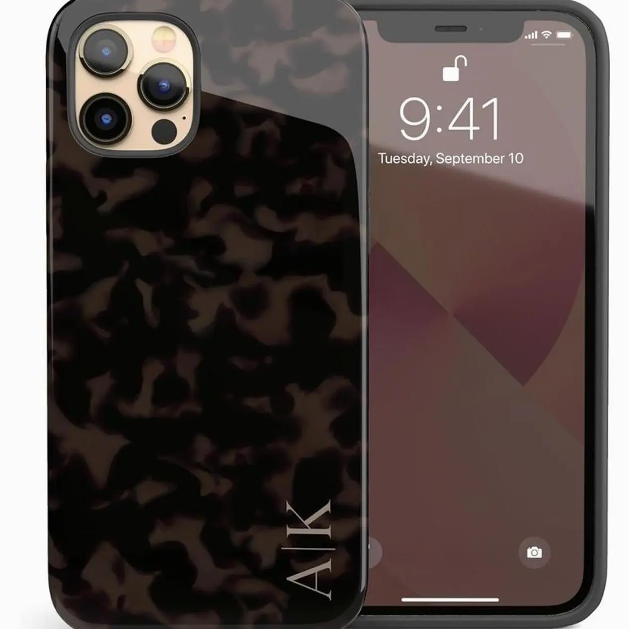 Custom Tortoiseshell Initials Name PhoneCase, Personalized Name Case, Compatible with iPhone 17, 16 Plus, 15 Pro Max, 14, 13 Mini, 12, 11, X/XS Max, XR, 7/8 - Vertical