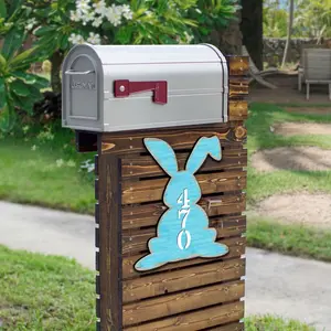 Designocracy MA981343-12 12 in. Bunny Easter Vertical House Number Sign Decor, Adorable Classical Collectible Home Signs, Gift-Worthy Artwork
