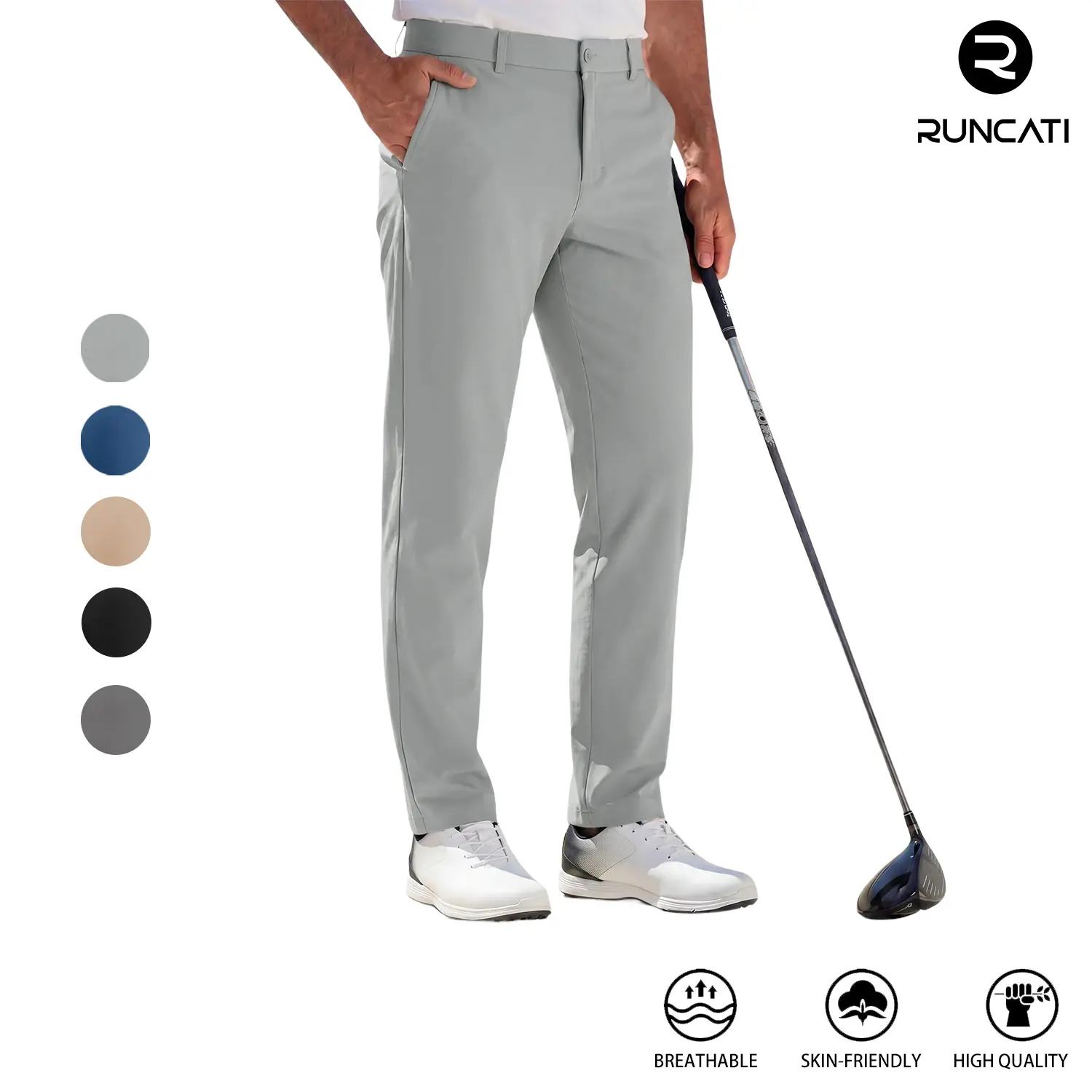 Runcati Mens Golf Pants Stretch Work Dress Pants 30"/32" Lightweight Quick Dry Casual Slacks Trousers with Pockets