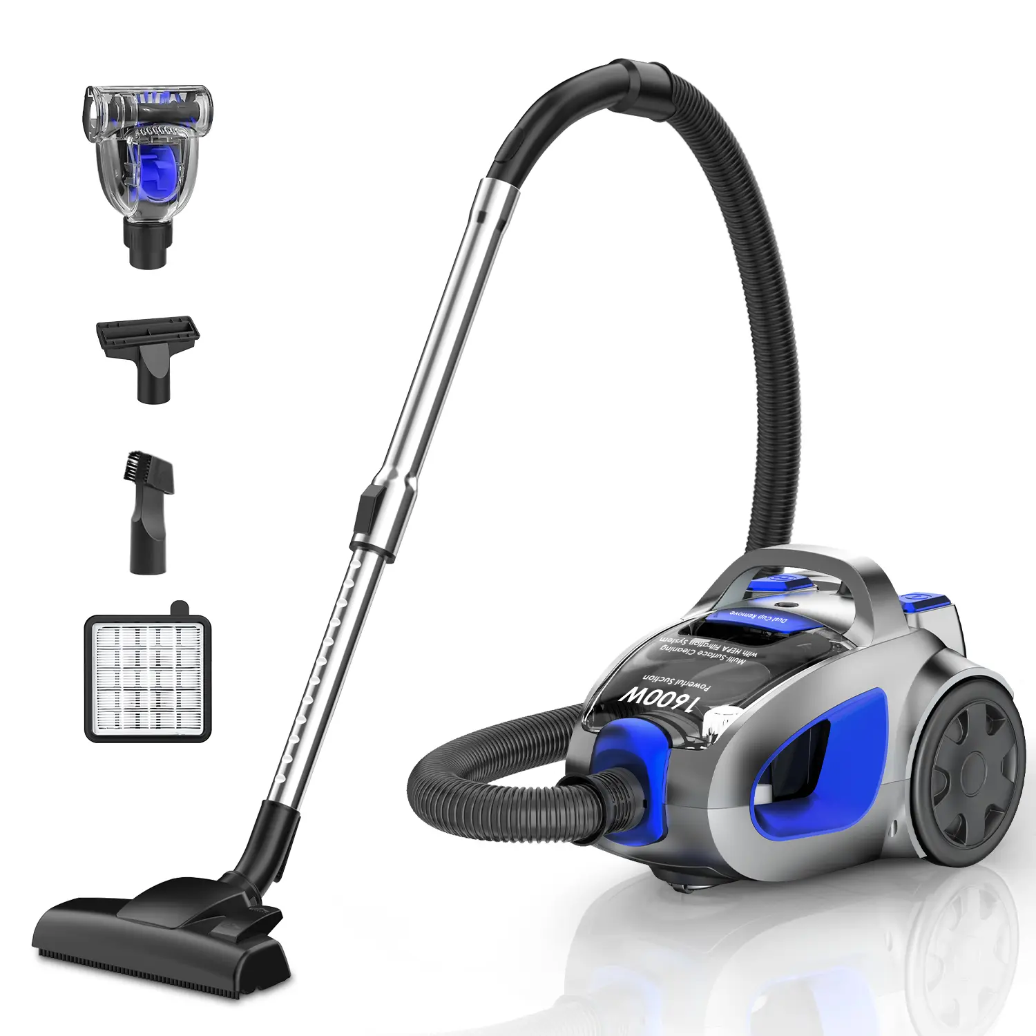 VICEASE WhirlWind Bagless Canister 3.5L Vacuum Cleaner, Powerful Vac with Turbo Pet Brush&Sofa Brush for Carpets,Hard Floors,Pet Hair,Upholstery