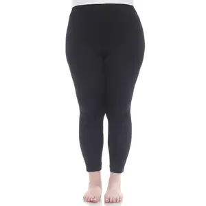 White Mark Women's Plus Size Stretch Solid Leggings Comfortable Fabric