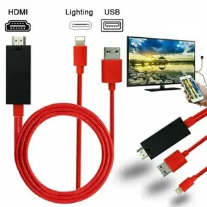 iPhone iPad to HDMI Cable Adapter Cord Lightning to HDMI Cable 4K Mirroring 1080p with USB Charging Cable for iPhone 7 8 X 12 13 14 iPad Air Pro Mini  2 3 4 5 6 7 8 9 10 11