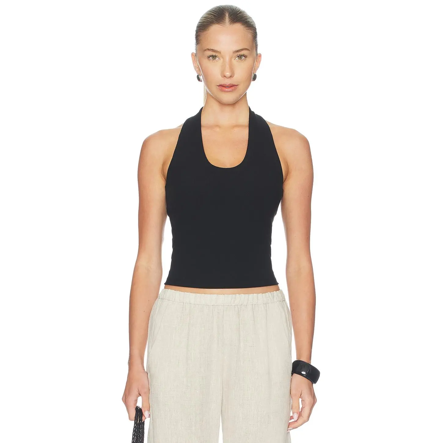 SPANX Ribbed Halter Top in Black