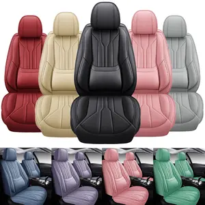 Universal Nappa Leather Car Seat Cover ,Full Set Seat Protector, Full Wrapping Front Rear Cover,40/60 Cushions Fit For Honda /Civic /Toyota / Kia /Sorento /4Runner /Camry /Hyundai /Mazda/Nissan (Red)