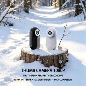360° Panoramic Thumb Action Camera, Ultra Compact Portable POV Body Cam with Button, Clip, Magnetic Mount, Hands-Free Recording, USB & Micro SD Support – Ideal for Cycling, Vlogging