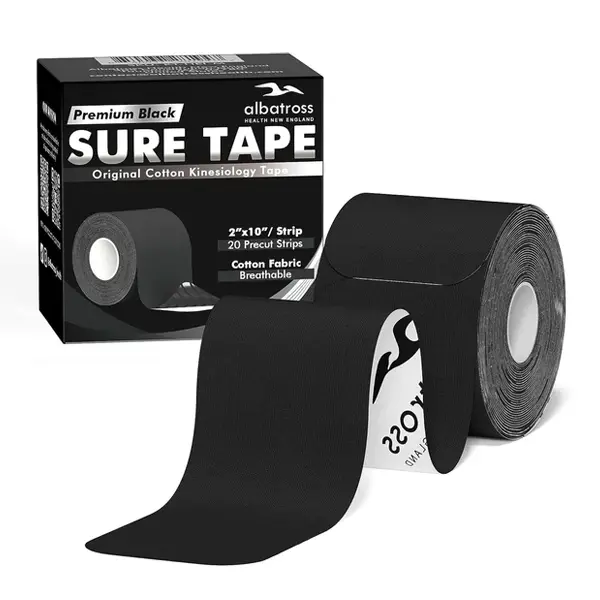 Albatross Health New England Precut Kinesiology Tape, 20 Cotton Strips (10 in x 2 in) - Elastic & Latex-Free for Joints, Muscle Support & Lymphatic Drainage