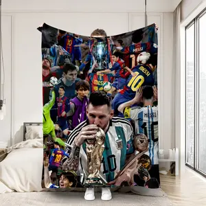 One blanket, featuring the Messi trophy football extravaganza, perfect for a warm nap, car, or pet. A great birthday/holiday gift, suitable for sofas, beds, dorm rooms, hotels, and offices.