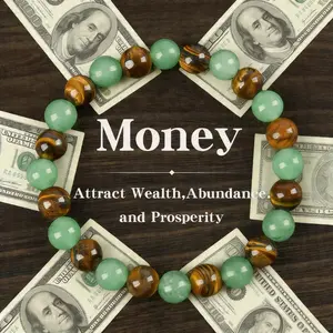 【Ritual Blessed Money Bracelet】ATTRACT WEALTH & PROSPERITY | Natural Green Aventurine + Tiger’s Eye Bracelet, Luck & Money Magnet Crystal Beads For Manifesting Abundance & Financial Wins!Solid unscented prosperity Jewelry for birthday
