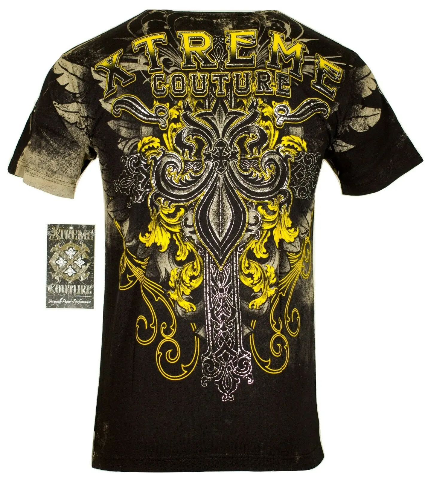 Xtreme Couture by Affliction Men's Salvation 100% Cotton Tshirt - Casual Short-Sleeve Round Neck Top with Biker MMA Tattoo Print Graphic