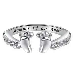 Miscarriage Ring Loss of Pregnancy Rings 925 Sterling Silver Loss Mommy of an Angel Memorial Jewelry Sympathy Gift for Women Mom (Miscarriage Ring)