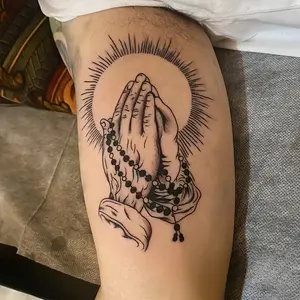 6 sheets Large temporary tattoos men,fake tattoos,Containing 1 One Prayer Hand Elements and 5 One ​Random Patterns, Lasting for 7-15 Days, ong lasting temporary tattoo arm,Herbal Tattoo Stickers,tatuajes temporales,realistic temporary tattoos