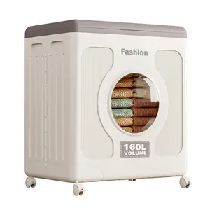 HOME Rolling Laundry Hamper with Lid – 160L Large Capacity Collapsible Plastic Laundry Basket with Wheels, Easy to Transport & Install-Free for Laundry Room