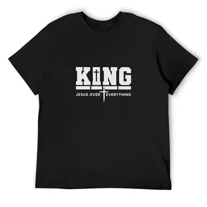 Christian Jesus Graphic T Shirt, King Jesus Over Everything Tee for Women Men, Faith Based Shirt, Church Sunday Casual Gift Top