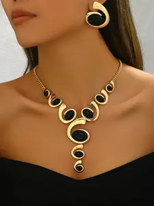 Women's Elegant Geometric Design Pendant Necklace & Dangle Earrings, Fashionable Jewelry Set, Fashion Jewelry for Party, Daily Clothing Decor, Trendy All-match & Exquisite Jewelry for Birthday Gift