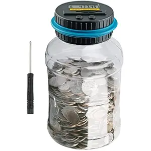 Large Piggy Banks for Adults, Digital Counting Money Jar, 1.8L Capacity Coin Counter Machine with LCD Counter, Change Jars for Saving for Boys, Designed for All US Coins