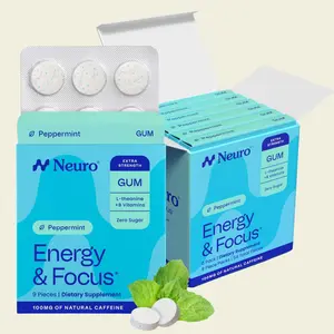 Neuro Peppermint Extra Strength Energy & Focus Gum/Mints - Sugar Free with Natural Caffeine, L-theanine, Vitamin B12 & Vitamin B6 Neuro Peppermint Extra Strength Energy & Focus Gum/Mints - Sugar Free with Natural Caffeine, L-theanine, Vitamin B12 & Vitamin B6