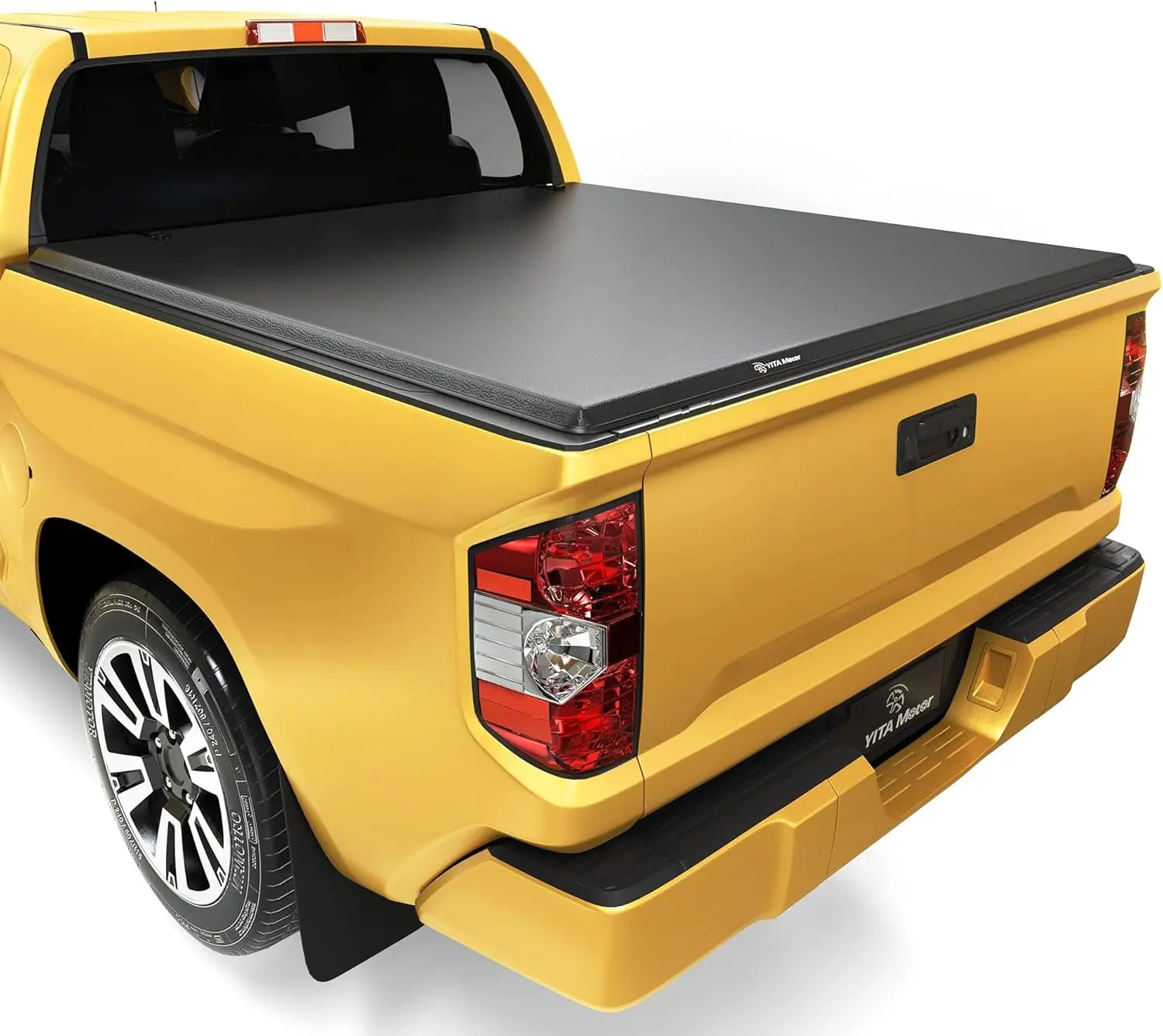 6.6ft Soft Quad Fold Truck Bed Tonneau Cover Compatible with 2014-2021 Toyota Tundra (Exclu. Trail), Fleetside 6.6ft Bed with Deck Rail System