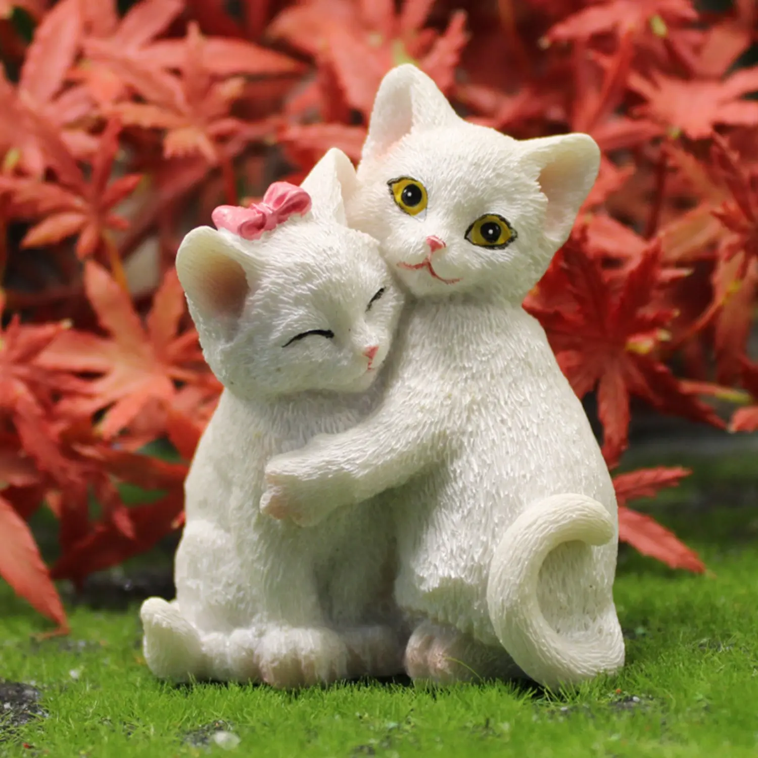 Cute Small Resin Kitten Collectible Figurine - Creative Couple Cats Sculpture, Home Decoration Collectible, Resin Animal Ornaments, Desktop Display, Sports & Outdoor Camping Hiking Hammock Accessory, Girlfriend Gift, Decorative, Handcrafted, Desktop Decor