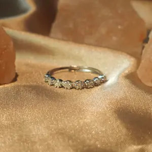 Loveden Adjustable Moissanite Half Eternity Ring for Women Hypoallergenic Stackable Engagement Band Mother‘s Day Gift