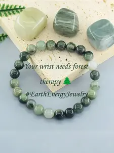 Aventurine & Moss Agate Beaded Chain, Earth Tone Crystal Jewelry for Abundance & Growth, Fashion Accessories for Women & Men, Crystal Bracelet, Healing Crystal Bracelet