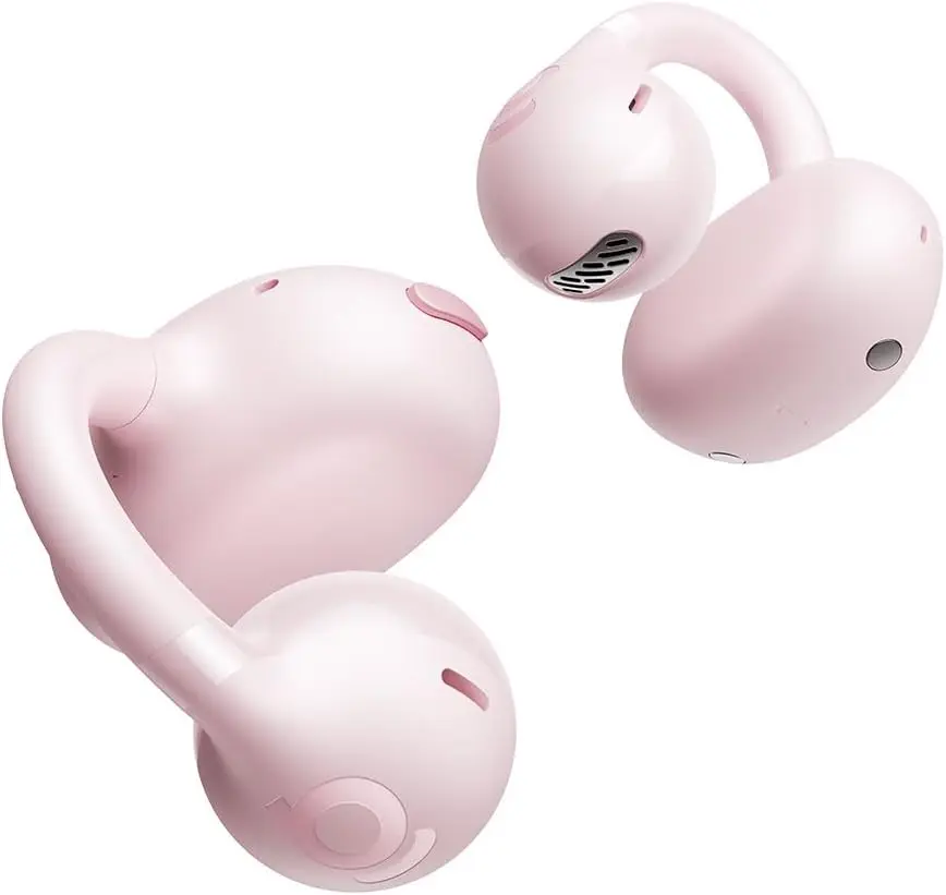Baseus Bass BC1 Open Ear Earbuds Clip-On Headphones, Open-Ring Comfort with Tri-Curve Snug Clip, Powerful Sound with SuperBass, 4-Mic Clear Calls, IP55 Waterproof, 38H Playtime