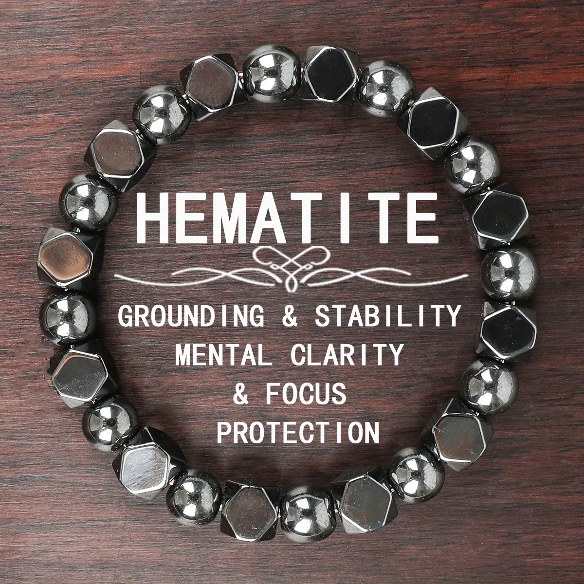 GADASLUY Men's Hematite & Iron Beaded Bracelet, Casual Jewelry for Grounding & Focus, Helps Boost Confidence, Great as Guys Gifts, Male Jewelry, Bohemian Look, One-Piece