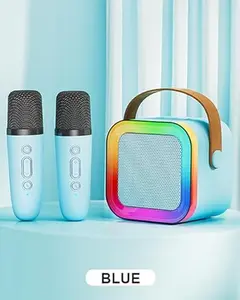 Mini Karaoke Machine for Kids Adults: Portable Bluetooth Speaker with 2 Wireless Microphone for Home Party - Singing Karaoke Toy Gift for Girls Boys Ages 4-12+ Years Old Christmas Birthday Gift (Blue)