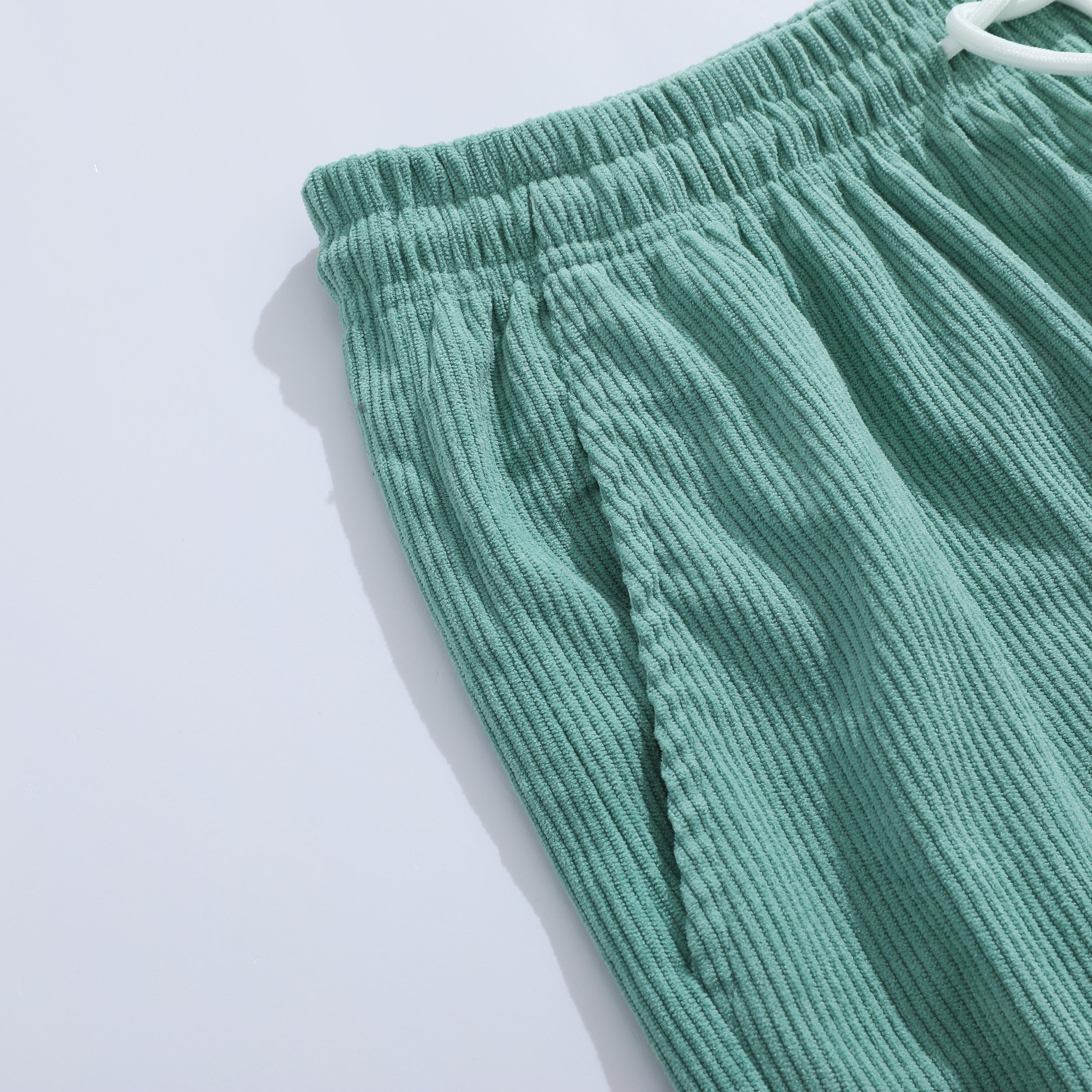 Men’s corduroy casual shorts, loose straight cut, summer minimalist versatile beach shorts