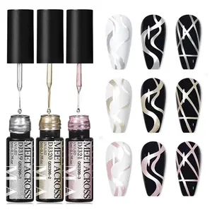 Metallic Painting Liner Gel Set, 3 Counts/set Multi-use Manicure Nail Art Line Polish, Need Lamp Cure Semi Permanent Lines French Nail, Christmas Gift